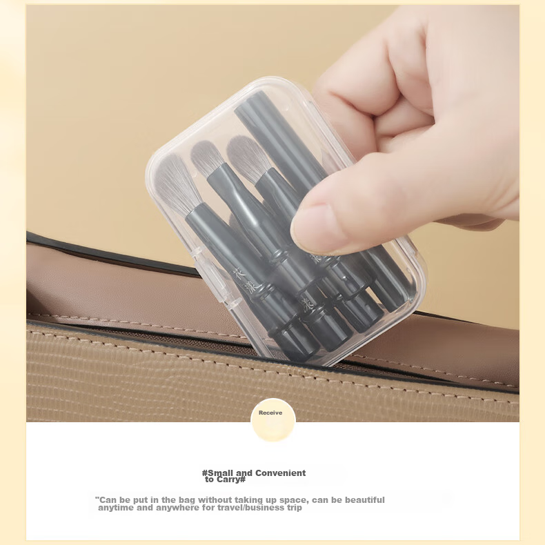 Huayang Portable Makeup Brush Set, 6 Classic Detachable Replacement Heads, Cangzhou Makeup Brush for May Day Outings 10