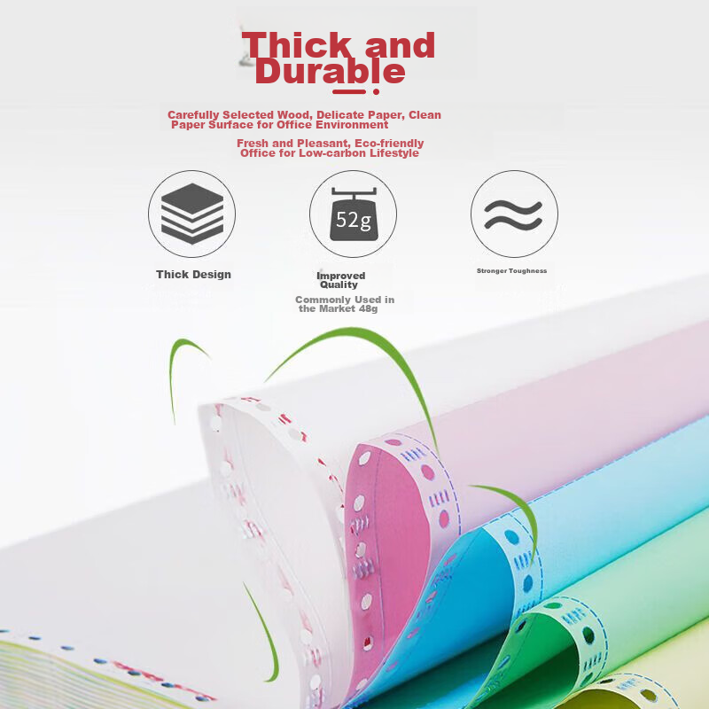 科林(kelin)红科林打印纸 五联三等分针式可撕边电脑打印纸 彩色(白红蓝绿黄)1000页/箱241-5-1/3CS	