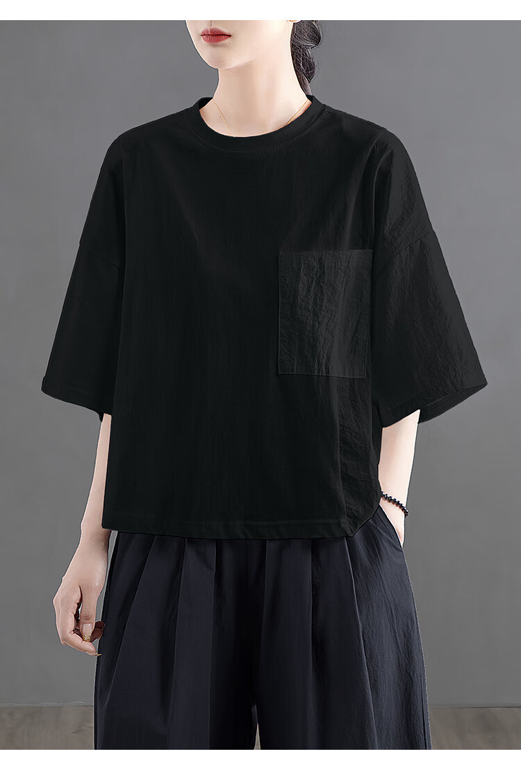 Siboshe Loose T-Shirt, 2026 Summer Collection, Slimming Round Neck Pullover, Simple And Comfortable Top 9