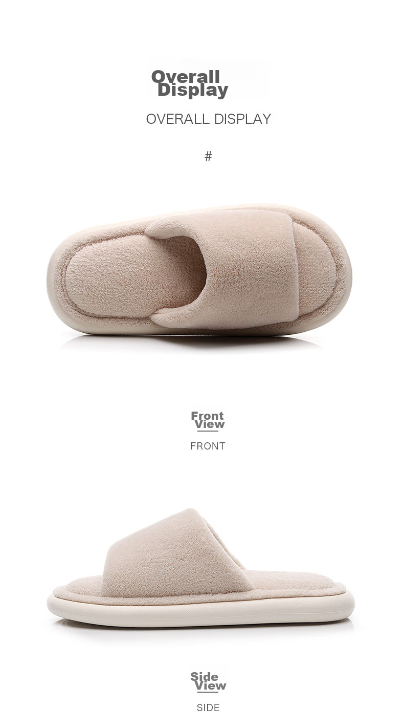 GUOLUOFEI Japanese-Style Wooden Floor Opening Cotton Slippers for Women And Men, Soft Sole Spring Autumn Home Use All Seasons Couple's Slippers Beige 40-41 11