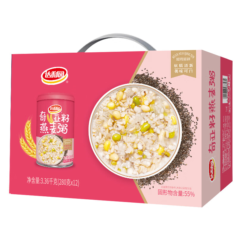 达利园奇亚籽燕麦粥早餐粥八宝粥送礼方便速食罐头280g*12整箱即食礼盒