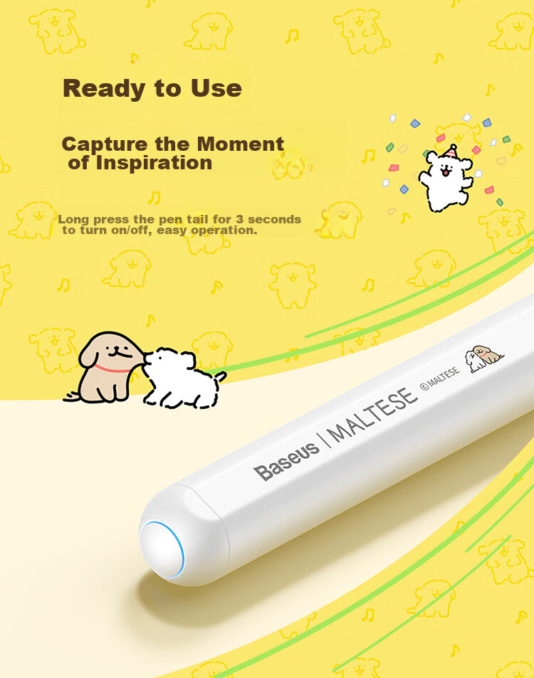 BASEUS Capacitive Stylus for IPad, Apple Pencil [Line Dog] Compatible with 2026 Pro/Air8/Mini/iPad11 Tablet Touch Screen Writing Pen Apple Pencil 10