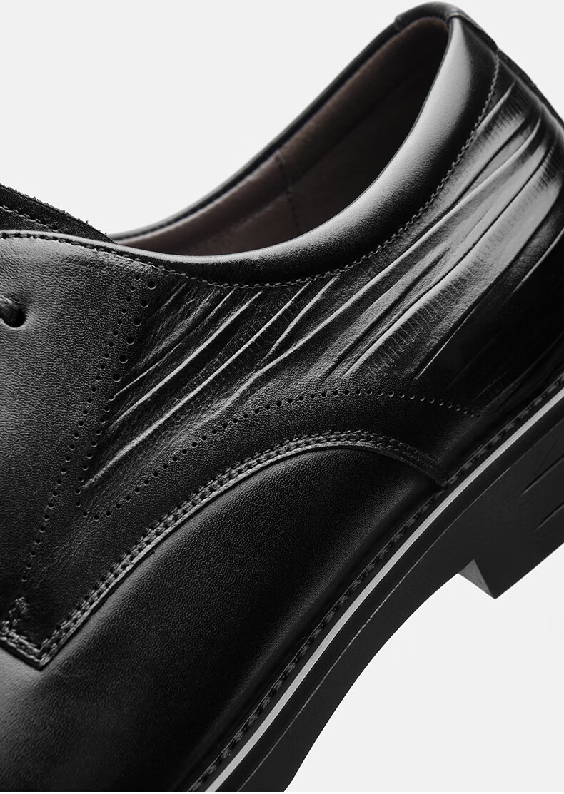 HLA Men's Business Casual Shoes First Layer Cowhide Formal Shoes British Style Black 38 18