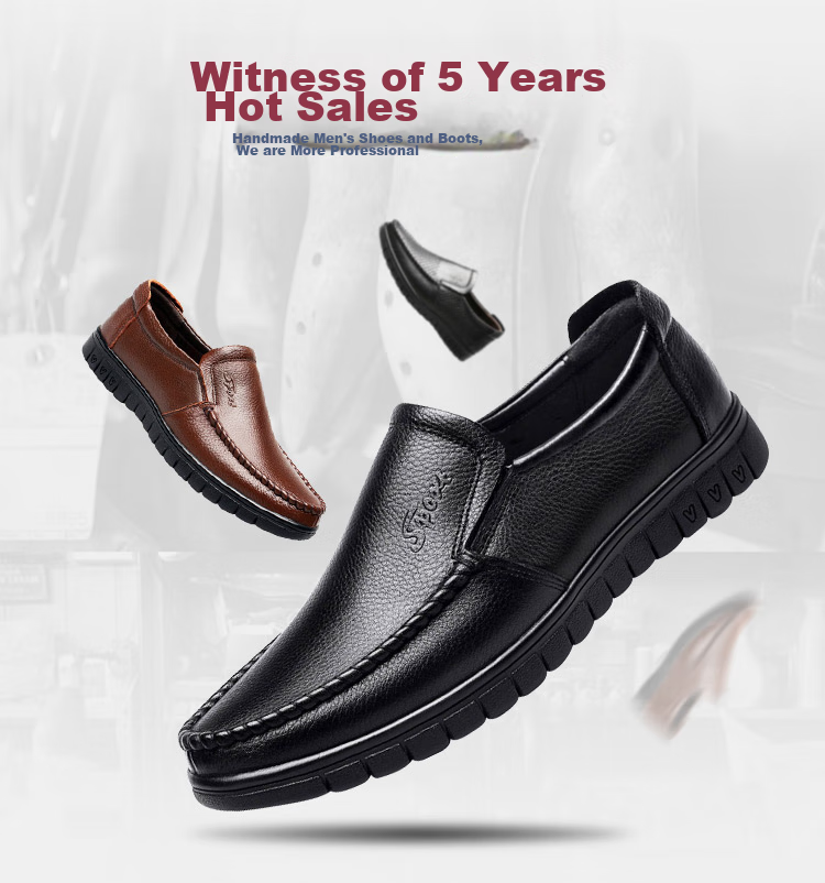 EGCHI Business Casual Shoes for Men, Leather Slip-On Shoes, Top-Grain Cowhide, Middle-Aged Footwear, 36274 All-Season Style, Size 40 3