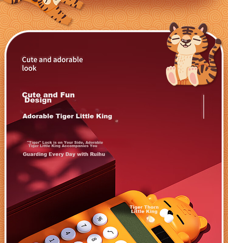 GuangBo Tiger Little King Student Calculator, Fourth Grade Cute Learning Desk Computer, Solar And Dual Power Supply, Office Supplies, Pink, N31662 2