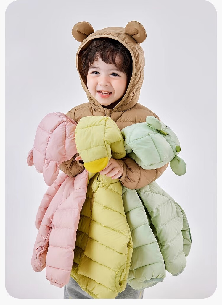 Dudujia Baby down Jacket, New Year Lightweight Children's White Duck Down, Warm Boys' Hooded Coat, Spring Festival Clothing, Green, Size 130 28