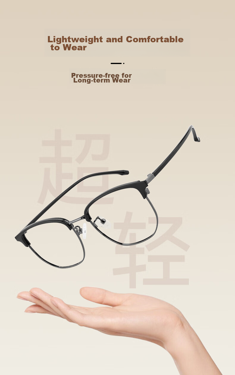 Ouna Reading Glasses for Men And Women, High Definition Anti-Blue Light Anti-Radiation Glasses, Black Gunmetal Frame, 250 Degrees 3