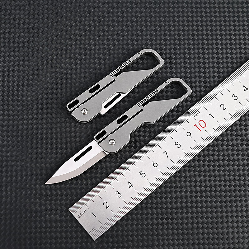 Digalun Titanium Alloy Car Keychain with Mini Sharp Multifunctional Outdoor Folding Fruit Knife for Men 6