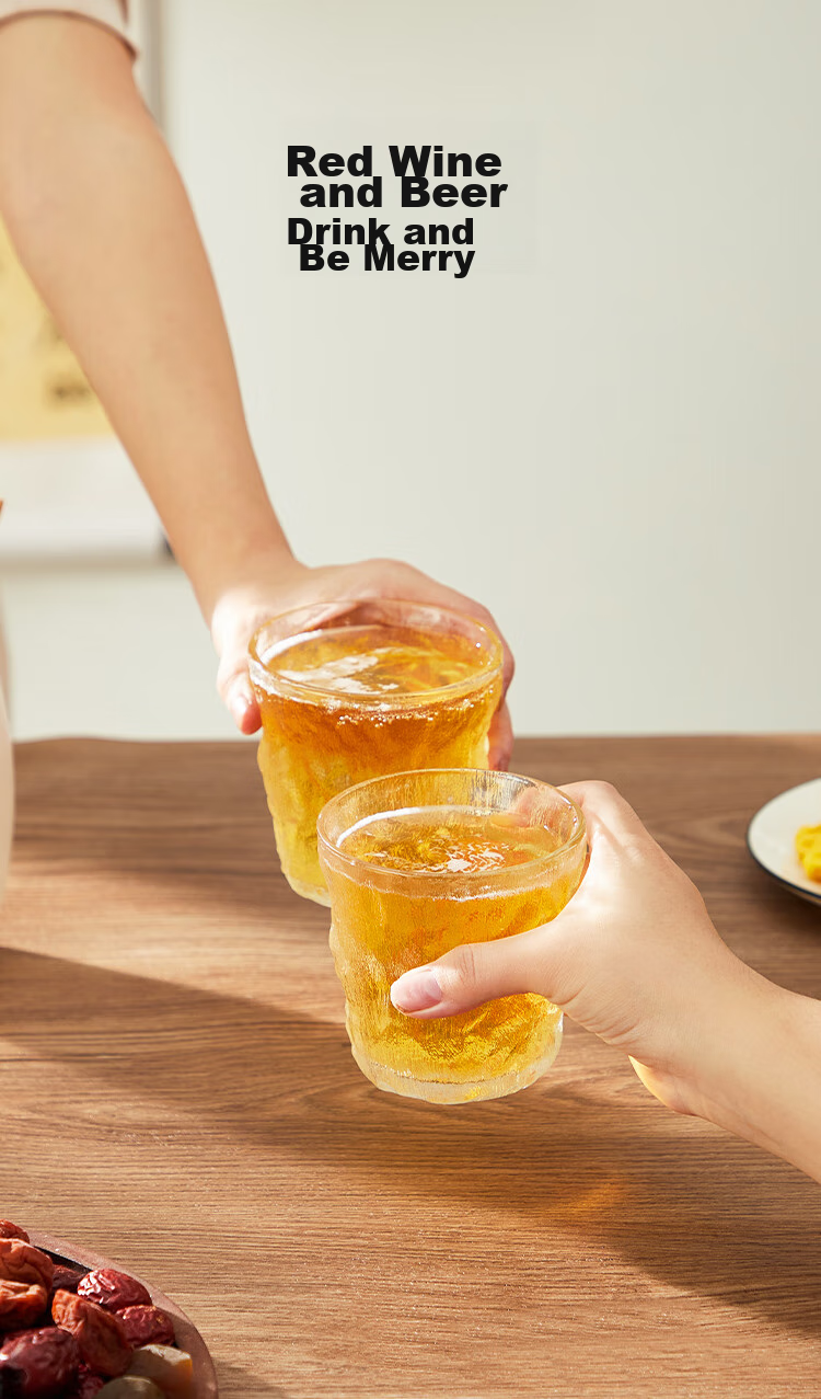 JD Original Glass Cups, Thickened Glacier Tea Infuser Coffee Milk Cups, Stylish Design, 250ml Capacity, Set of Two 8