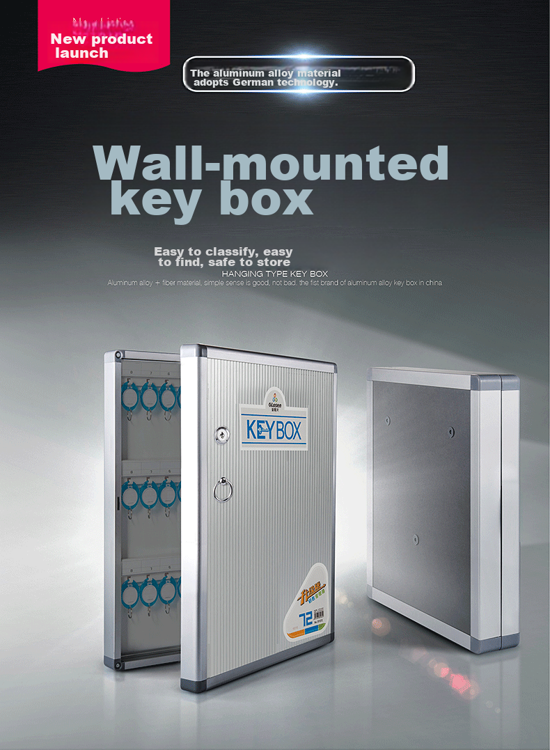 Jinlongxing 32-Slot Key Cabinet with Lock, Aluminum Alloy Key Storage And Management Box/Key Case/Emergency Key Cabinet Wall-Mounted/With Key Tags A8032 1