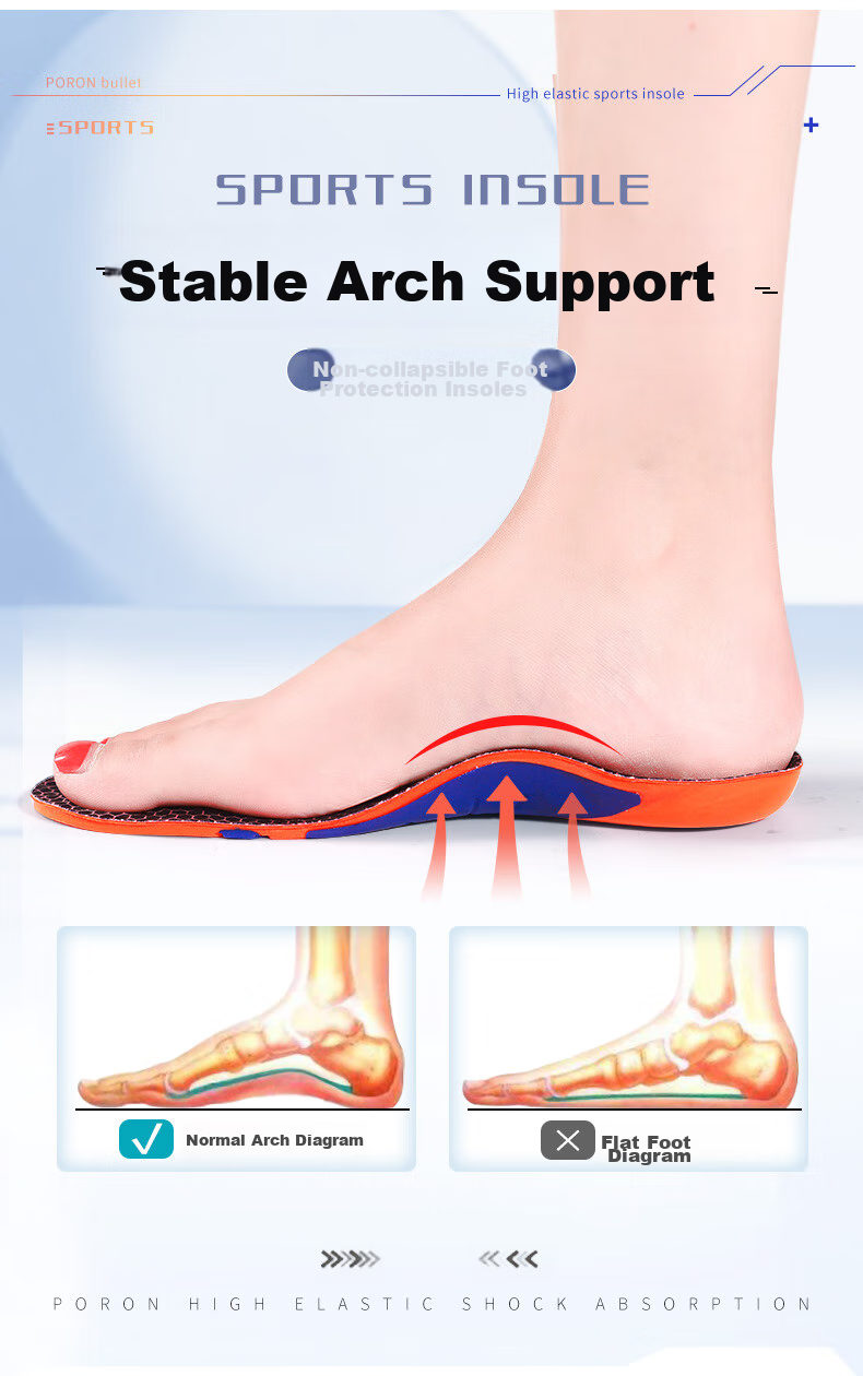 Maigaole Full Arch Support Flat Comfortable Casual Soft Cushioning Anti-Twist Insoles, Black And Orange, Size 43-44 7