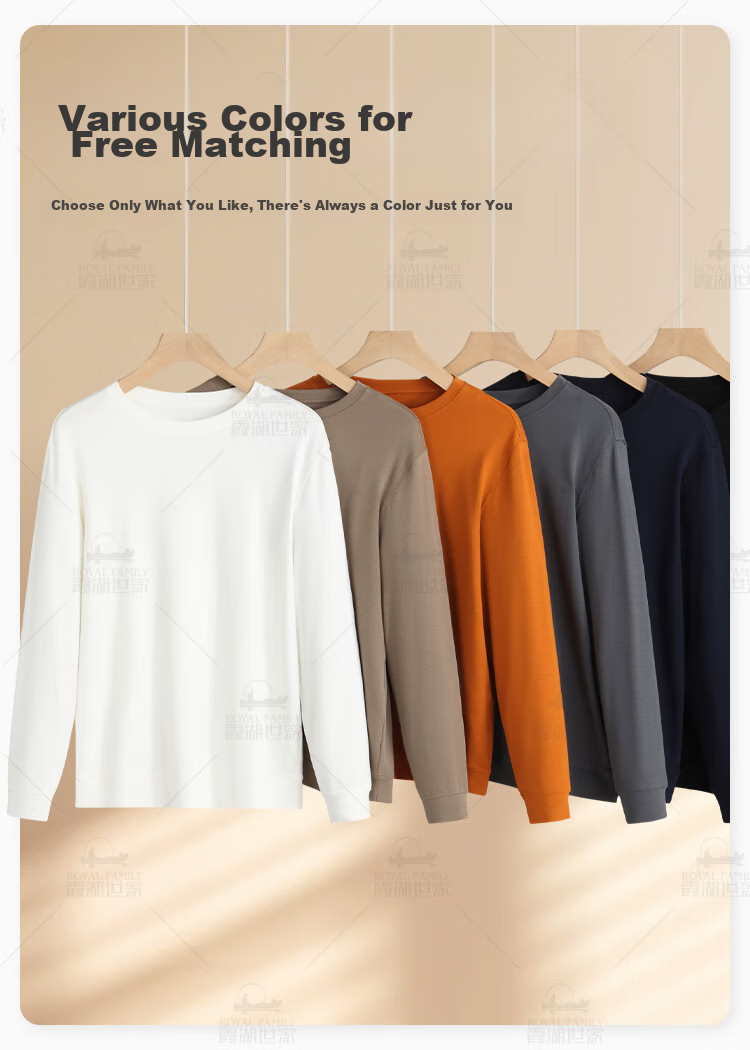 Xiahushijia [Fall New Arrival] Modal Liquid Ammonia Cotton Long-Sleeve T-Shirt for Men, 20247A Antibacterial Round Neck D107A 9