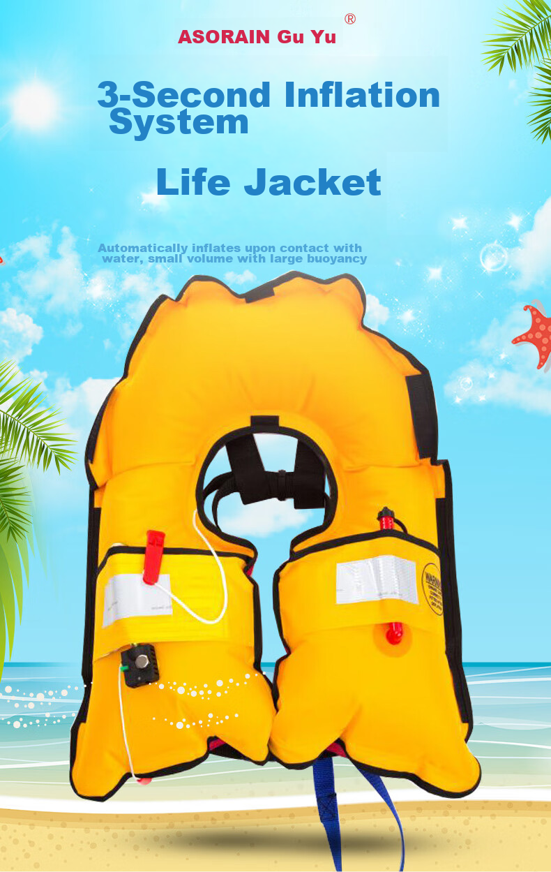 ASORAIN Red Automatic Inflatable Life Jacket, Professional Fishing Rescue Boat, Thickened Portable Foldable Equipment with High Buoyancy Vest 1