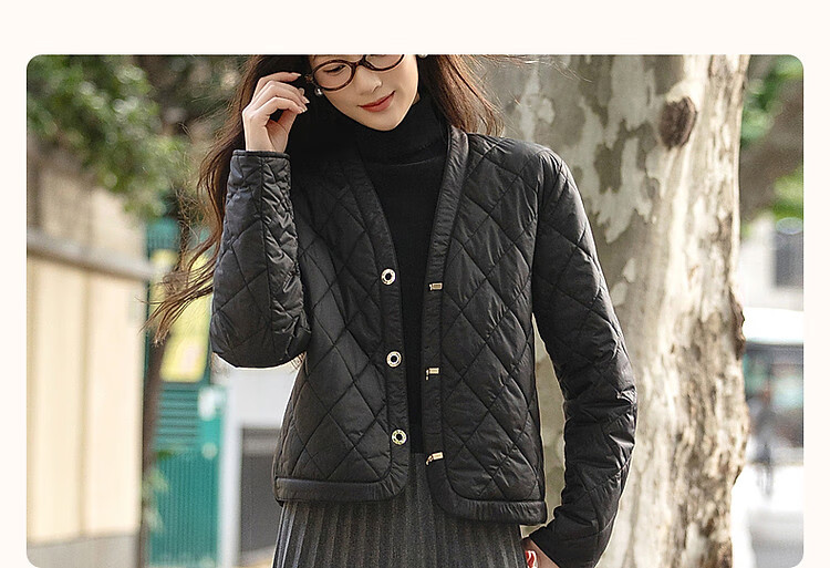 Dme [Laoqian Yinxiang] Winter Luxury Matte Light Luxury 400T Spring Yarn Diamond-Quilted Women's Cotton Jacket 4