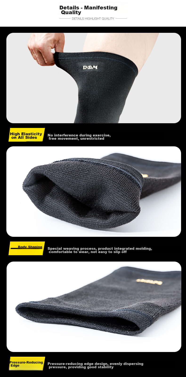 D&M Japanese Imported Knee Brace Professional Sports Knee Support for Men And Women, Suitable for Basketball, Running, Hiking, Badminton, Meniscus Protection, Single Piece 10