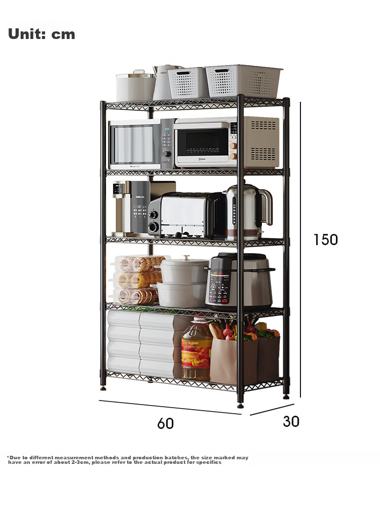 QIAONAMEI Kitchen Storage Rack, Floor-Standing Storage Shelf, Multi-Layer Shelving Unit, Household Organizer Rack, Living Room Storage Shelf, 60CM2392 26