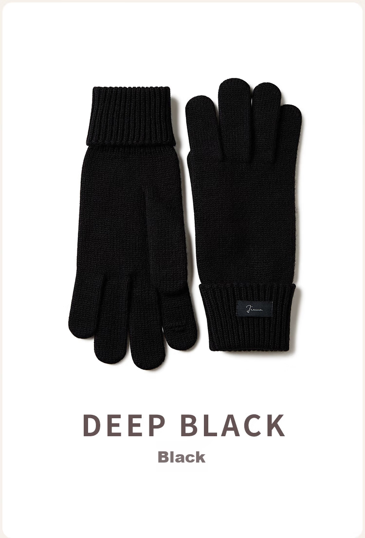 JIUMU 100% Wool Warm Gloves for Men, Winter Thickened Cold-Proof Touchscreen Compatible Knitted Woolen Gloves 15