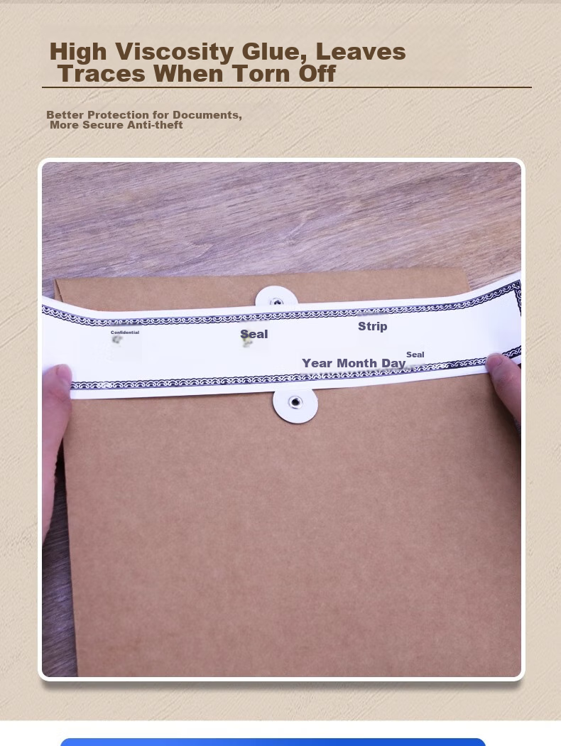 Youbili Bid Document Bag Sealing Strip, File Folder Seal, Self-Adhesive No Glue Sealing Tape, Widened 31*5cm, One Hundred Sheets, 1845 7