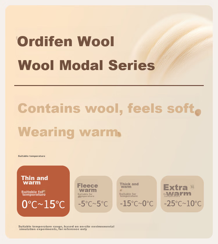 Ordifen [Wool Modal Set] Men's Thermal Underwear, Winter Round Neck Top And Pants, Seamless Navy Blue, Size L 1