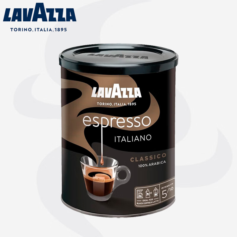 拉瓦萨（LAVAZZA）意大利进口咖啡粉黑咖啡低脂拉瓦萨意式浓缩咖啡粉（罐装）250g