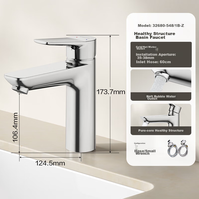 JOMOO Bathroom Sink Faucet, Hot And Cold Dual Control Tap for Washbasin, Single Handle Single Hole 32680