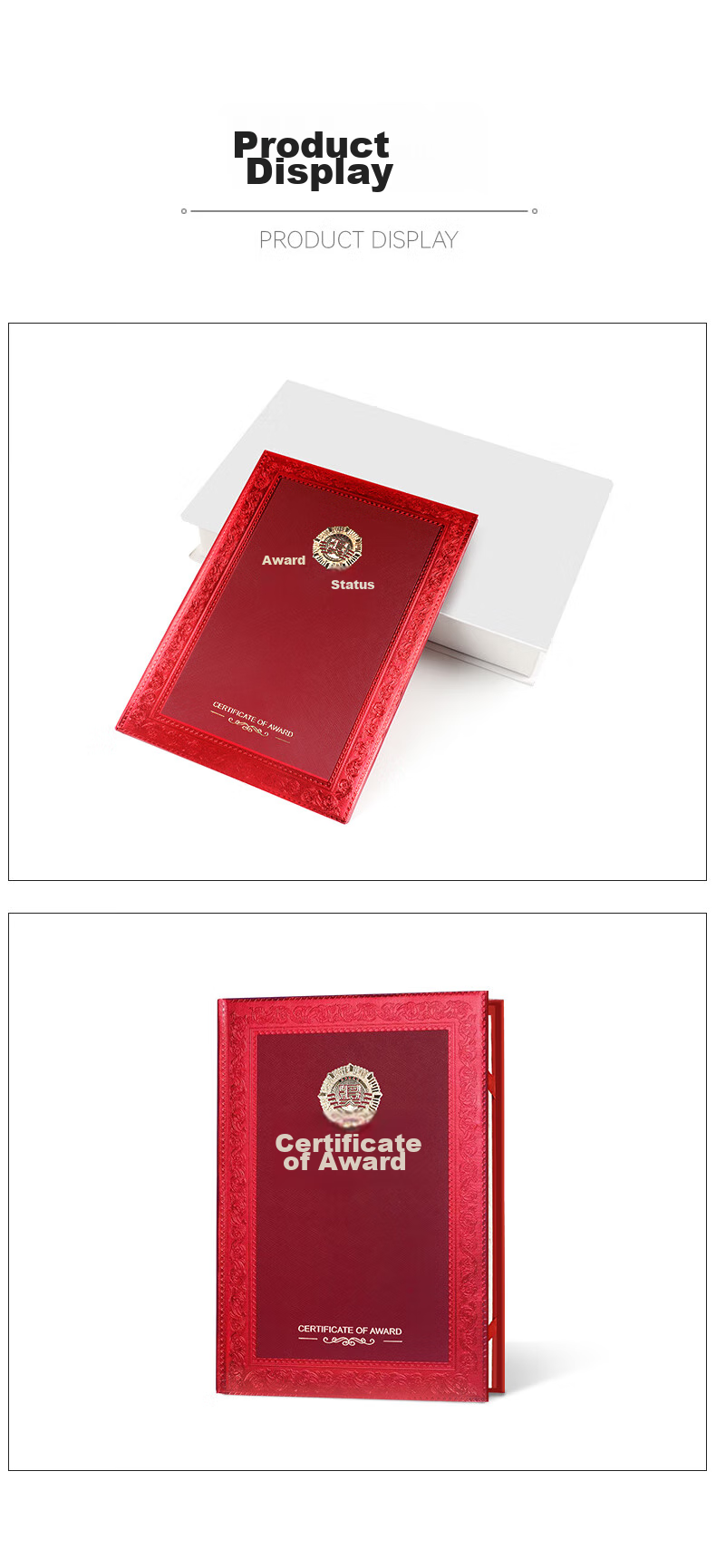 Befon Diploma Certificate Cover, Exquisite Gold-Stamped Honorary Certificate with One Inner Page, Outstanding Employee Student Award Certificate, Office Stationery, 12K Single Book Pack 2624 9