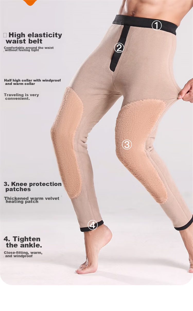 LangSha Cashmere Thermal Pants for Men, Fleece-Lined Thick Cotton Pants, Knee Protection Patches for Middle-Aged And Elderly, Outdoor Wear, Extra Thick for Northeast China 11
