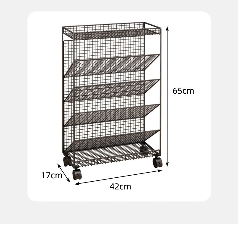 DSRAWMYT Bookshelf, Floor-Standing Storage Rack, Movable Wheeled Bookshelf for Desk Side, Simple Bookcase for Classroom Desk 10