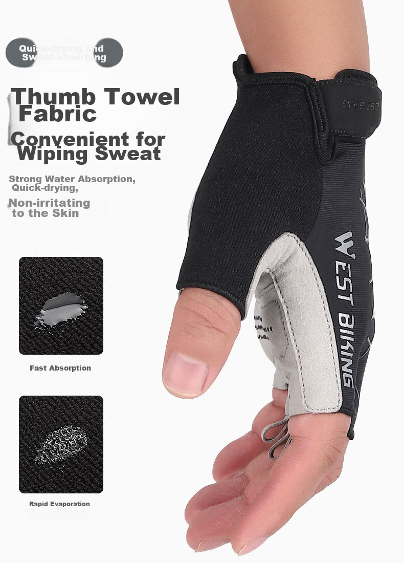 WestBiking WestBiking Bicycle Riding Gloves Half-Finger Breathable Shock-Absorbing Gloves Unisex 6