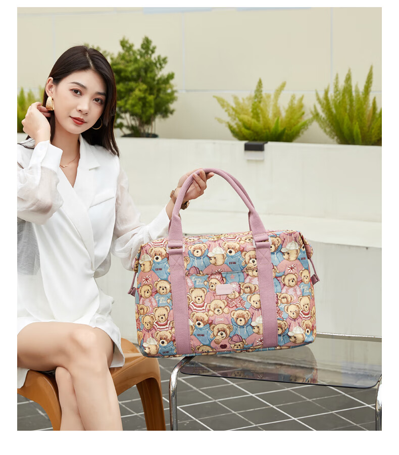 Xiaoxiongyilian Travel Bag, Original Niche Design, Shoulder Crossbody Handheld Large Capacity, Casual Canvas Fashion Trolley Functional Bag for Wome 13