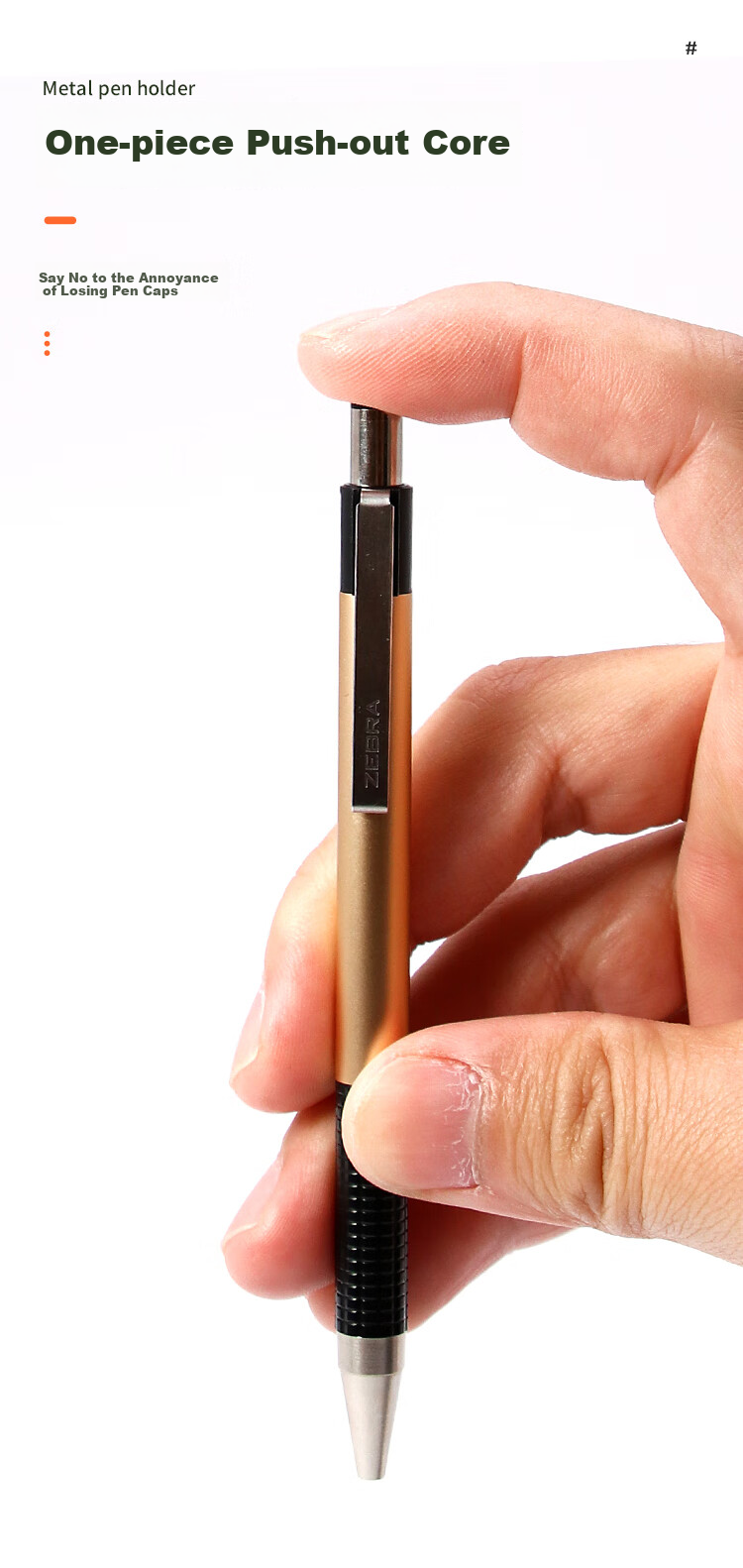 ZEBRA CJ-301 Series Retractable Gel Pen, 0.5mm Bullet Tip Signing Pen, Metal Feel Business Pen for Office Use, Black Pen (Compatible with JK-0.5 Refill), JJ29-ZA, Black Barrel with Black Ink 5