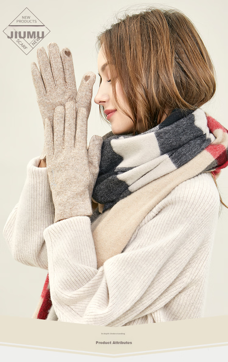 JIUMU Wool Thermal Gloves for Women, Winter Thickened Fleece-Lined Windproof Cold-Resistant Touchscreen Compatible Gloves 1