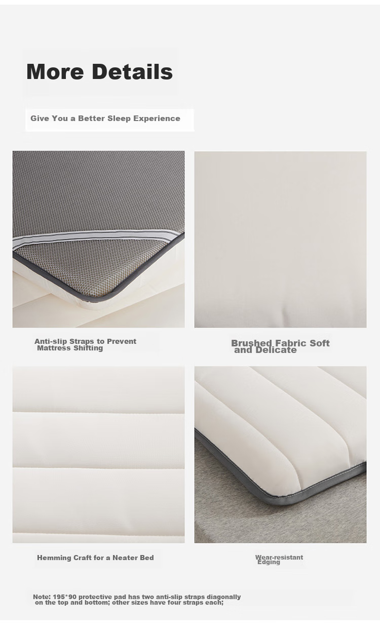 Dohia Mattress Pad, Brushed Fabric Surface, 5D Mesh, Foldable, Dormitory Single Pad, Quilt, Mattress Topper, 1.2x2 Meters 9