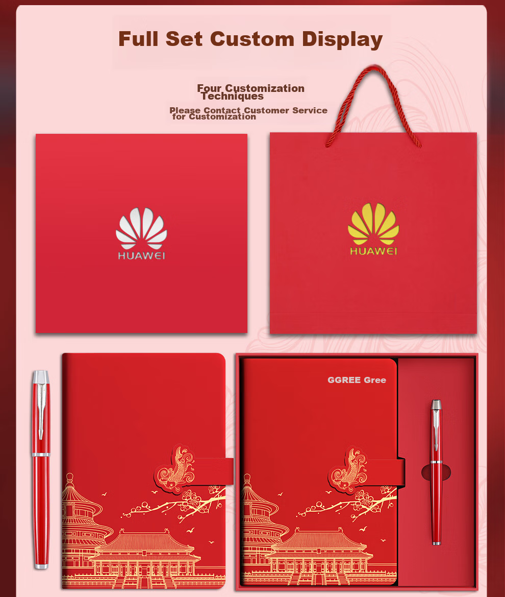 Longe National Trend Notebook A5 Thick Journal Chinese Style Koi Notebook Stationery High-Quality Notebook Diary Office Meeting Record Book Customizable 2