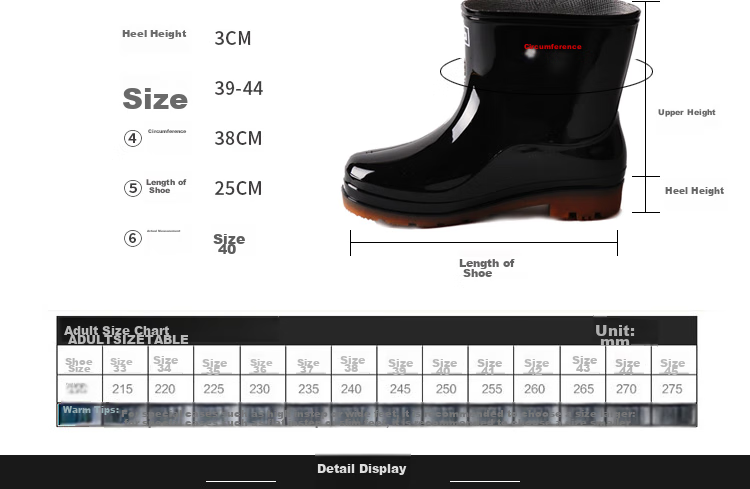 Warrior Men's Low-Top Adult Rain Boots, Rubber Shoes, Waterproof Shoes, Water Boots HXL57-S, Black Single Layer, Size 43 4