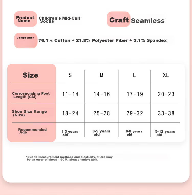 MiiOW Children's Socks, Girls' Mid to Big Kids Cotton Socks, Student Baby Autumn Winter Comfortable Breathable Versatile Casual Mid-Calf Socks 12