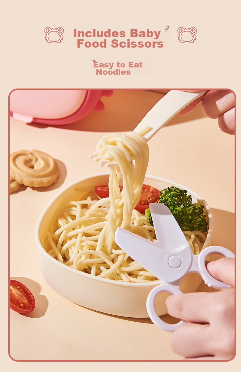 HOY BELL Baby Dining Plate with Suction Cup, Silicone Children's Cutlery, Learning to Eat Divided Feeding Bowl, Green Fork And Spoon 3-Piece Set 13