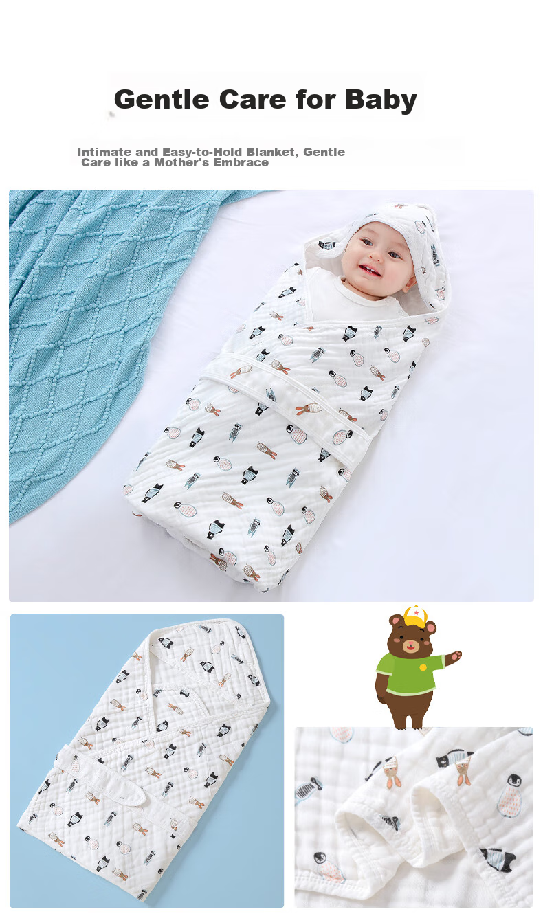 Tongyan Baby Swaddle Blanket, Newborn Anti-Startle Swaddling Cloth, Class A Pure Cotton Gauze, Baby Delivery Room Summer Wrap Blanket 14