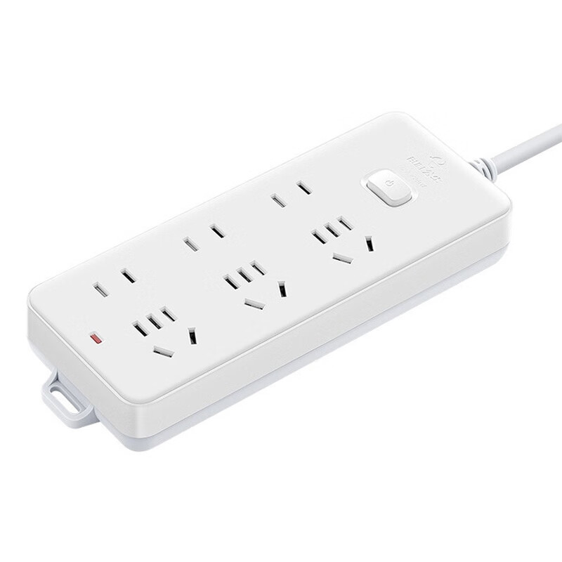 BULL Power Strip Socket Extension Cord, 6 Outlets with Master Switch, 1.8 Meters, 10A 250V GN-402, All White