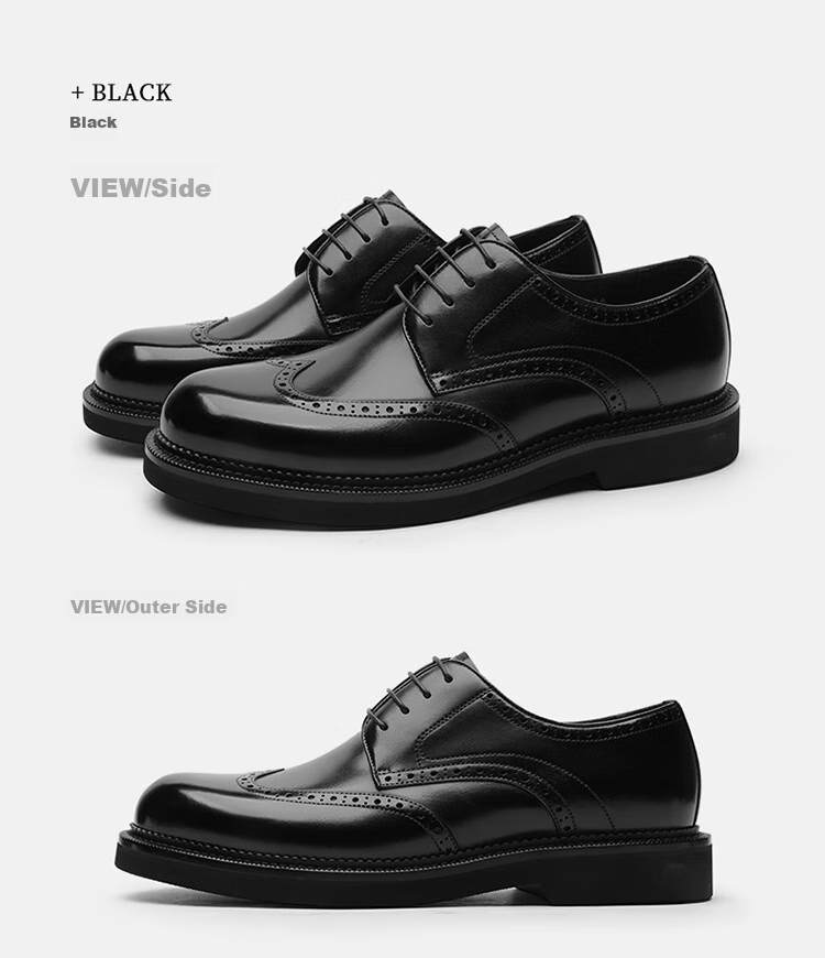 Goldlion Men's Formal Leather Shoes, Autumn Carved Groom Wedding Shoes, Comfortable Brogue Shoes, G521330062CCA, Brown, Size 40 27