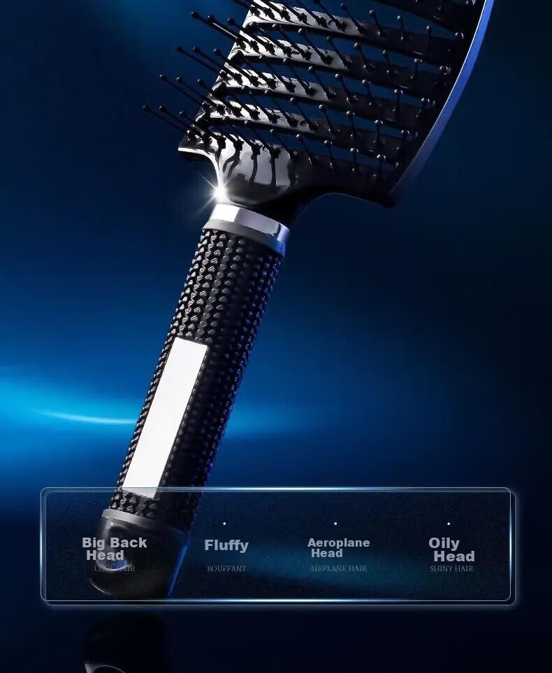 BAHAINIAO Fluffy Styling Comb, Men's Curved Comb, Oil Head Rake, Back Comb, Styling Large Bun, Airplane Head, Curly Hair Three-Piece Set 2