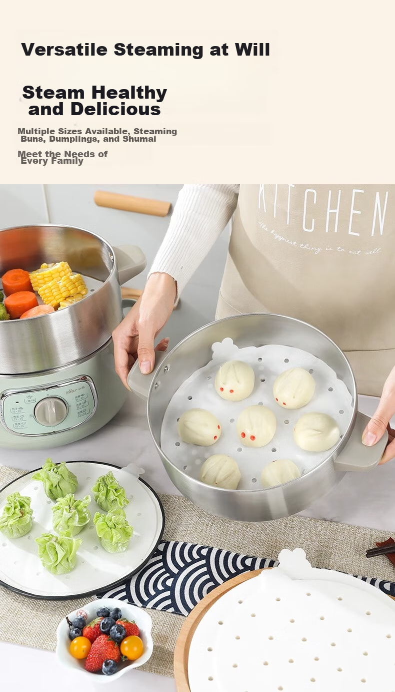 Jiamo Disposable Steamer Cloth, Silicone Oil Non-Stick Paper, for Steamed Buns And Cakes, Baking Liner, Diameter 24cm, 100 Sheets of Steamer Oil Paper 6