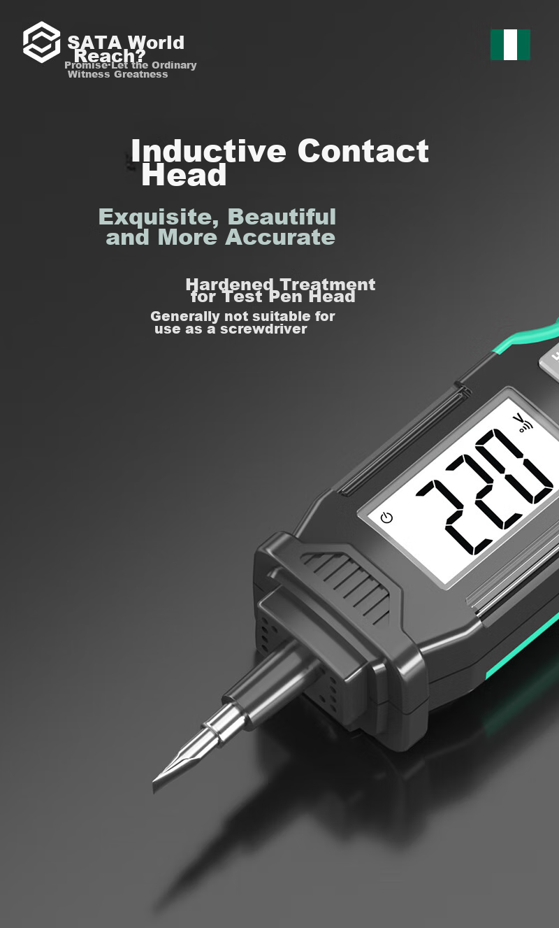 Shida SATA Non-Contact Voltage Tester, Electrician's Intelligent Induction Circuit Detector, High-Precision Voltage Pen D05989A 10
