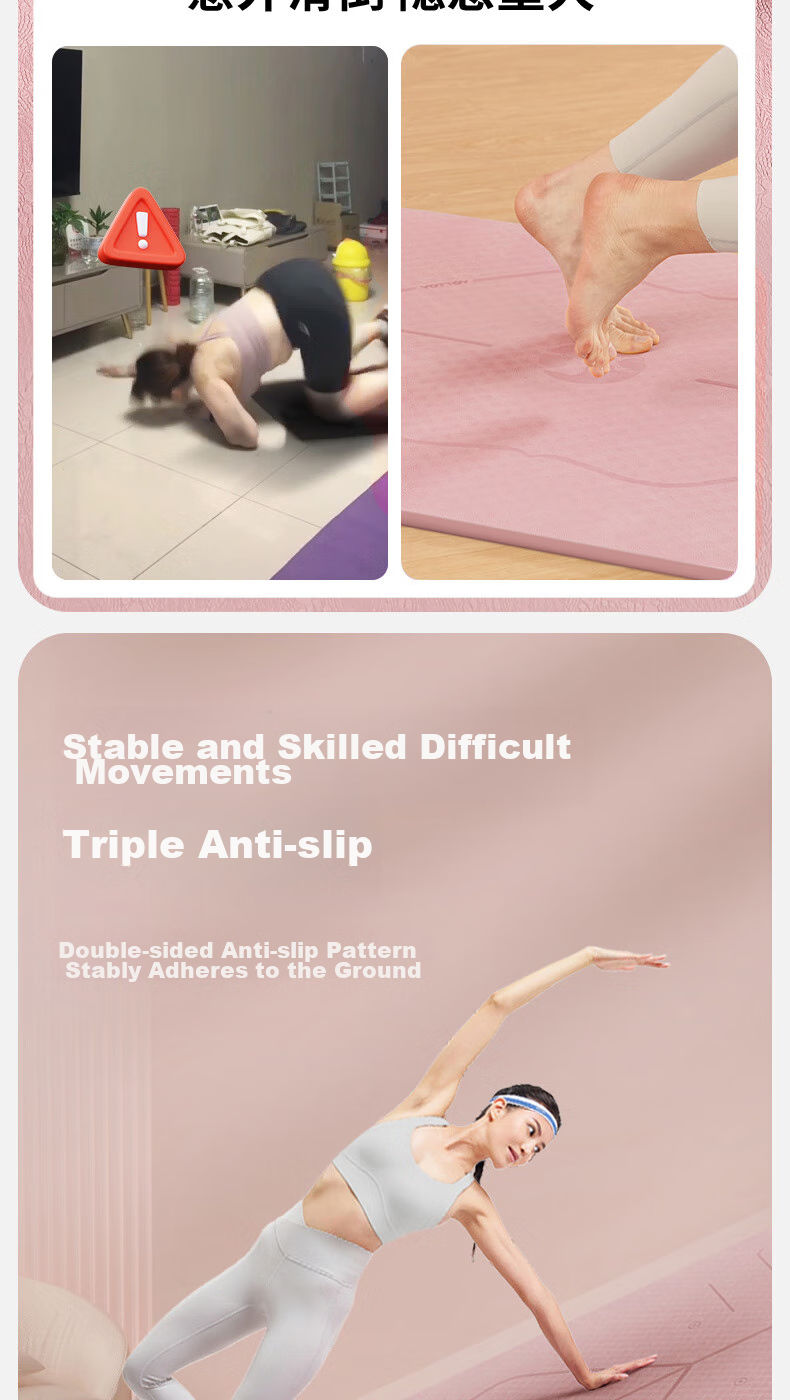 Yottoy Yoga Mat Fitness Mat Thickened Widened Extended Non-Slip 200*100cm Exercise Training Mat for Men And Women 8mm 6