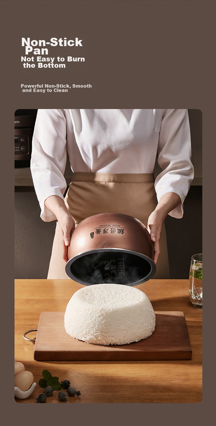Joyoung Newly Upgraded Crystal Diamond Original Non-Stick Inner Pot, High Power Wood-Fired Rice Cooker, 3L Capacity for 2-3 People, Low Pressure Multi-Function Electric Rice Cooker, NTC Smart Control Quick Cooking Rice, F-30FZ630B 12