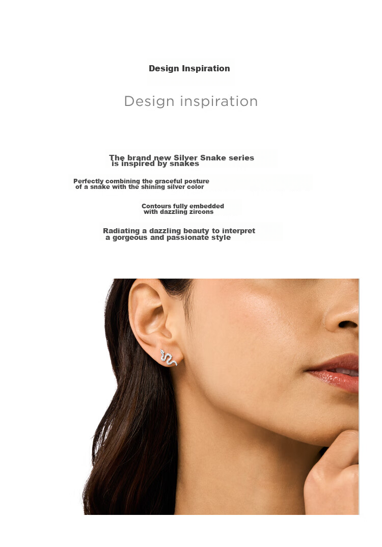 EMPORIO ARMANI Women's Silver Snake Stud Earrings, Fashionable Birthday Gift for Girlfriend in Zodiac Year EG361204 2