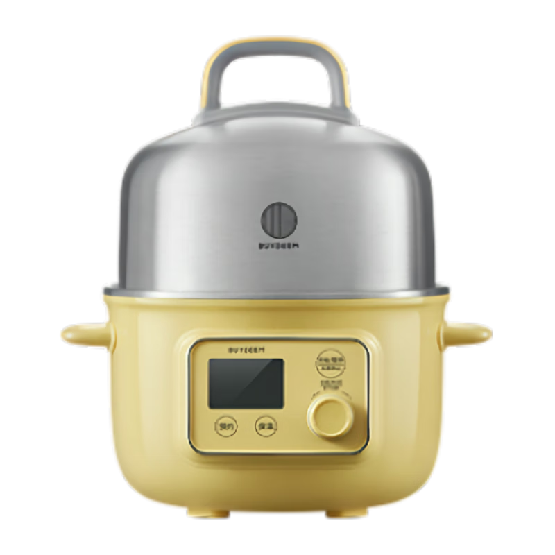 Buydeem Electric Cooking Pot, Electric Steamer Pot, Mini Steamer for Home Use, Electric Hot Pot, Fully Automatic Reservation, Heat Preservation Steamer Pot, Multi-Purpose Cooker for Home Use, Steaming, Cooking And Stewing Pot [G37 Small Yellow]