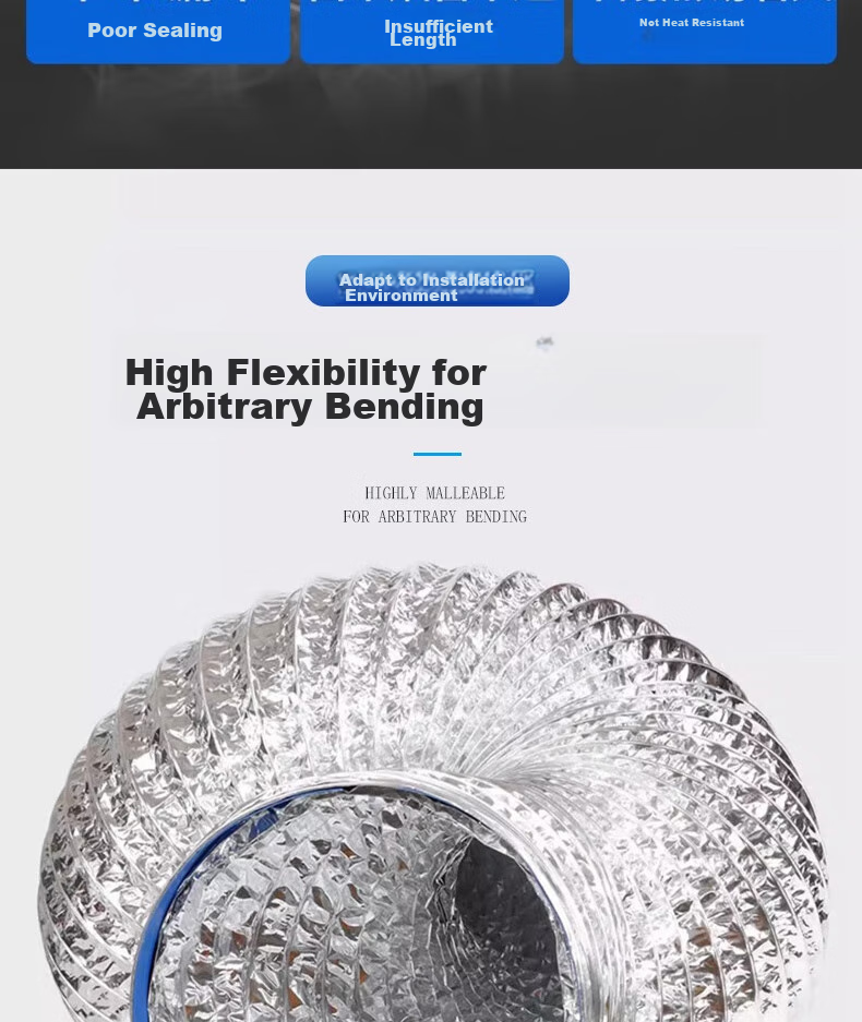 Pupai Double-Layer Thickened Aluminum Foil Exhaust Pipe for Range Hood, Kitchen, Bathroom Heater Ventilation Duct, Adjustable Flexible Air Outlet Hose, Diameter 10cm x Length 5m 3