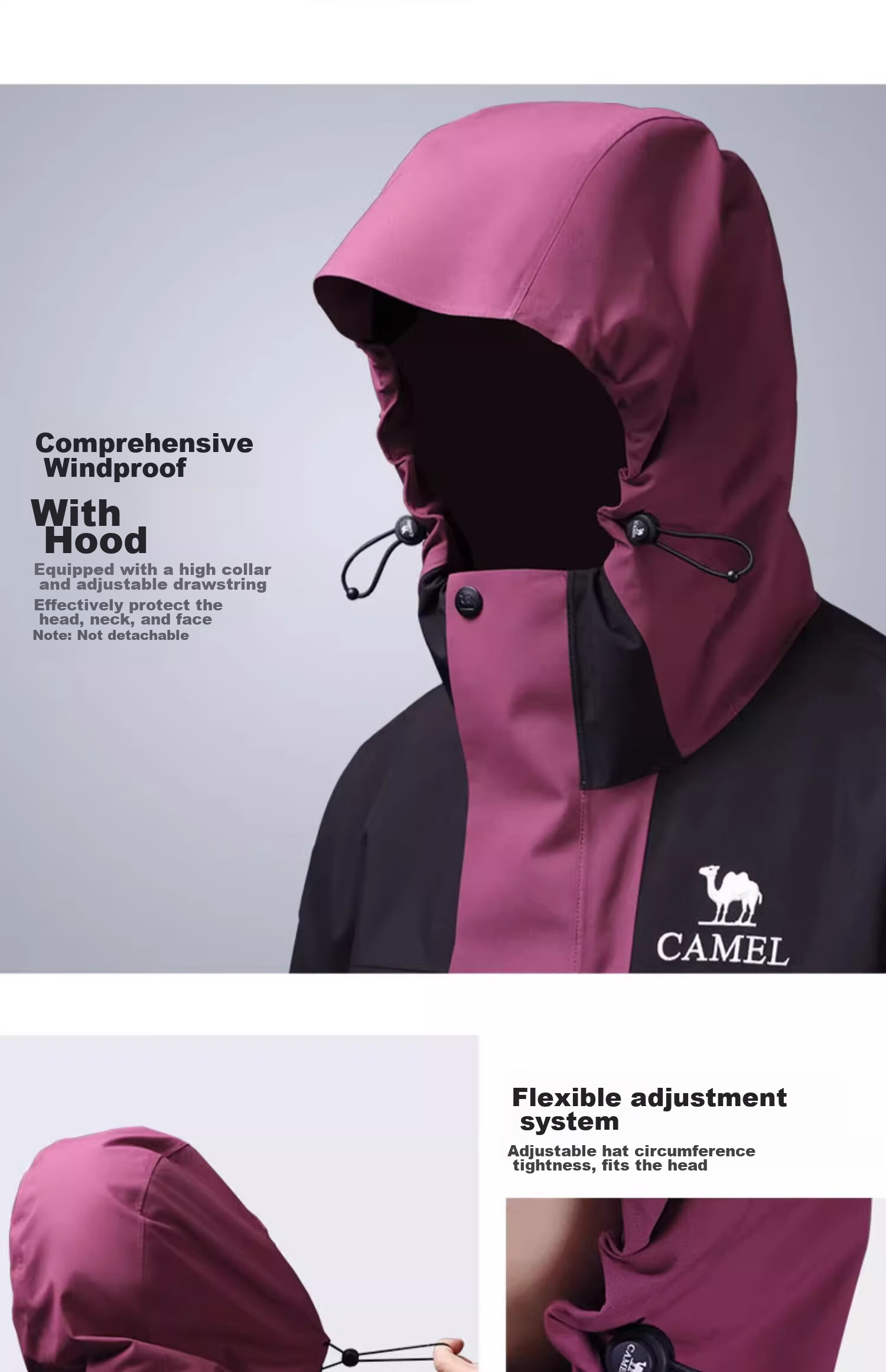 CAMEL Outdoor 3-in-1 Detachable Waterproof Cold-Resistant Mountaineering Jacket O611 for Men and Women 31