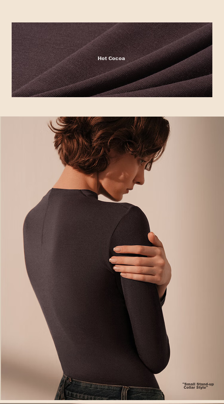 Ubras Soft And Smooth Milk Skin Base Layer for Women, Amino Acid Autumn Undershirt, Inner Thermal Underwear, Comfortable Base Shirt, Jet Black, Size S 16